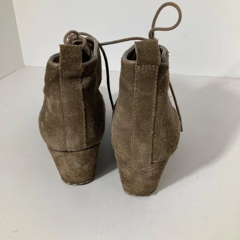 Womens Franco Sarto Brown Suede‎ Wedge Tie Bootie 8